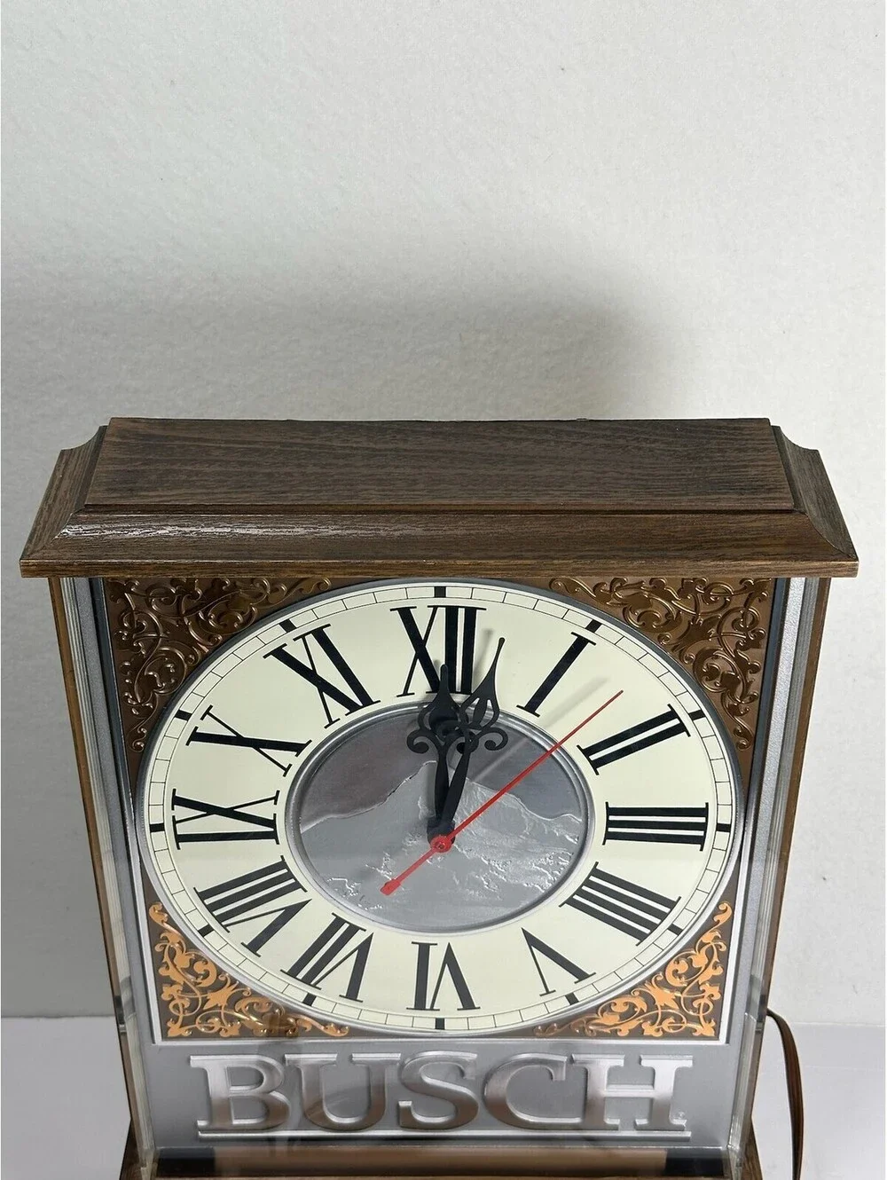 Vintage Busch Beer Lighted Clock Sign 217-627 Mountain Graphic Storage C 13